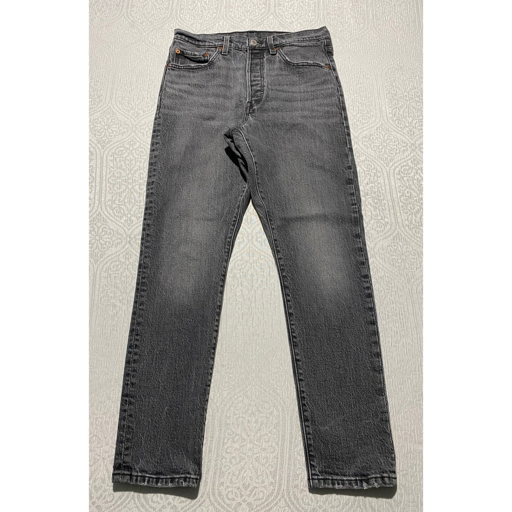 Levis Premium 501 Original Skinny Jeans Coal Black 28x28 High Rise Straight